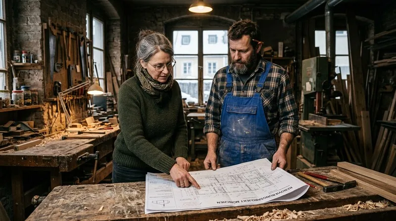 Vermieterin prüft Wohnungszustand nach Auszug des Mieters in Köln