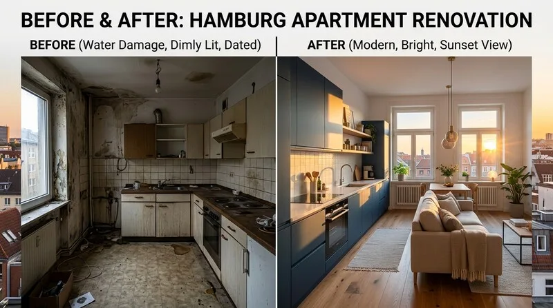 Frankfurt Skyline mit Wohngebiet in der Stadtmitte als Kapitalanlage