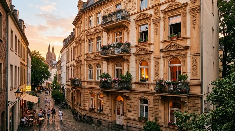 Gründerzeit Altbau mit Balkonen und Stuckfassade — typisch für Leipzig und B-Städte