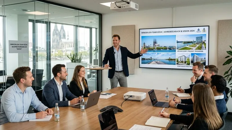 Mann präsentiert Altersvorsorge-Strategie und Depot-Vergleich in Köln