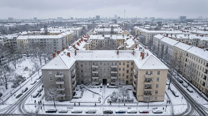 Mehrfamilienhaus aus der Vogelperspektive in Berlin als Kapitalanlage-Portfolio