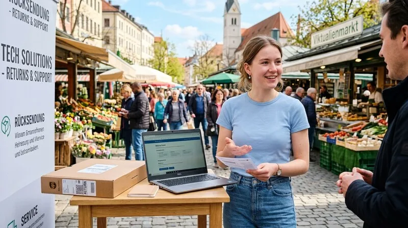 Investorin schaut auf Gebäude auf Erbbaurechtsgrundstück — Zustand und Restlaufzeit prüfen