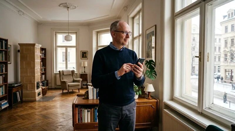 Investor macht Notizen bei Wohnungsbesichtigung in Leipzig