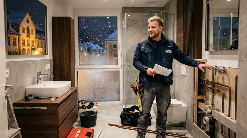 Mann zeigt auf Gebäude und erklärt Investitionspotenzial einer Immobilie in Frankfurt